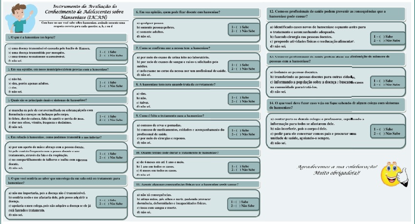 Instrumento de avalia&ccedil;&atilde;o do conhecimento de adolescentes sobre hansen&iacute;ase
