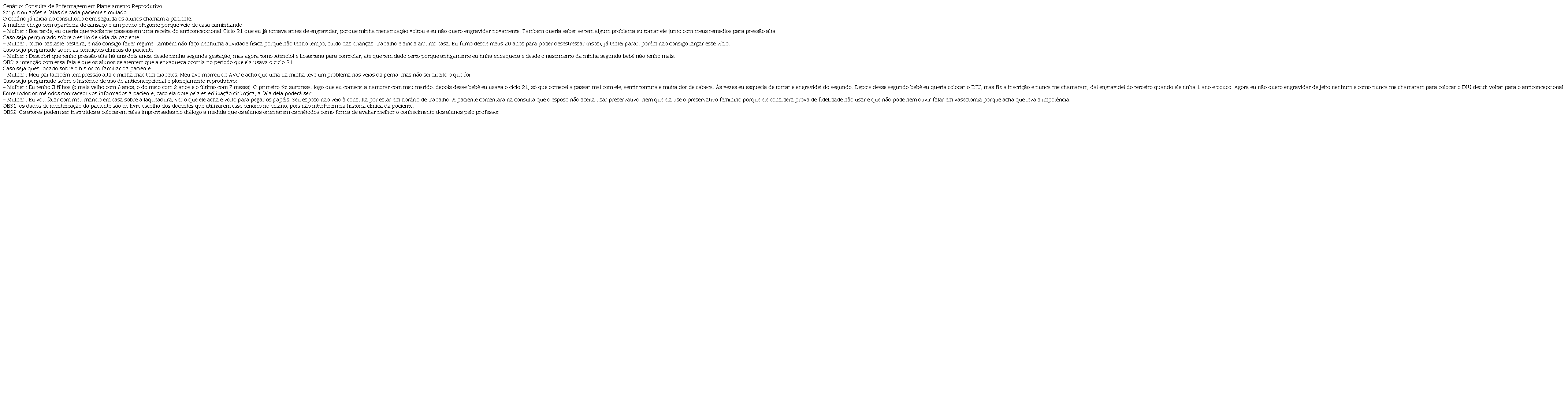  Script do caso cl&iacute;nico e Checklist para debriefing validados 