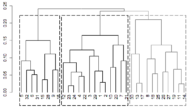 Dendogram of cluster analysis applied to general variables of the study.