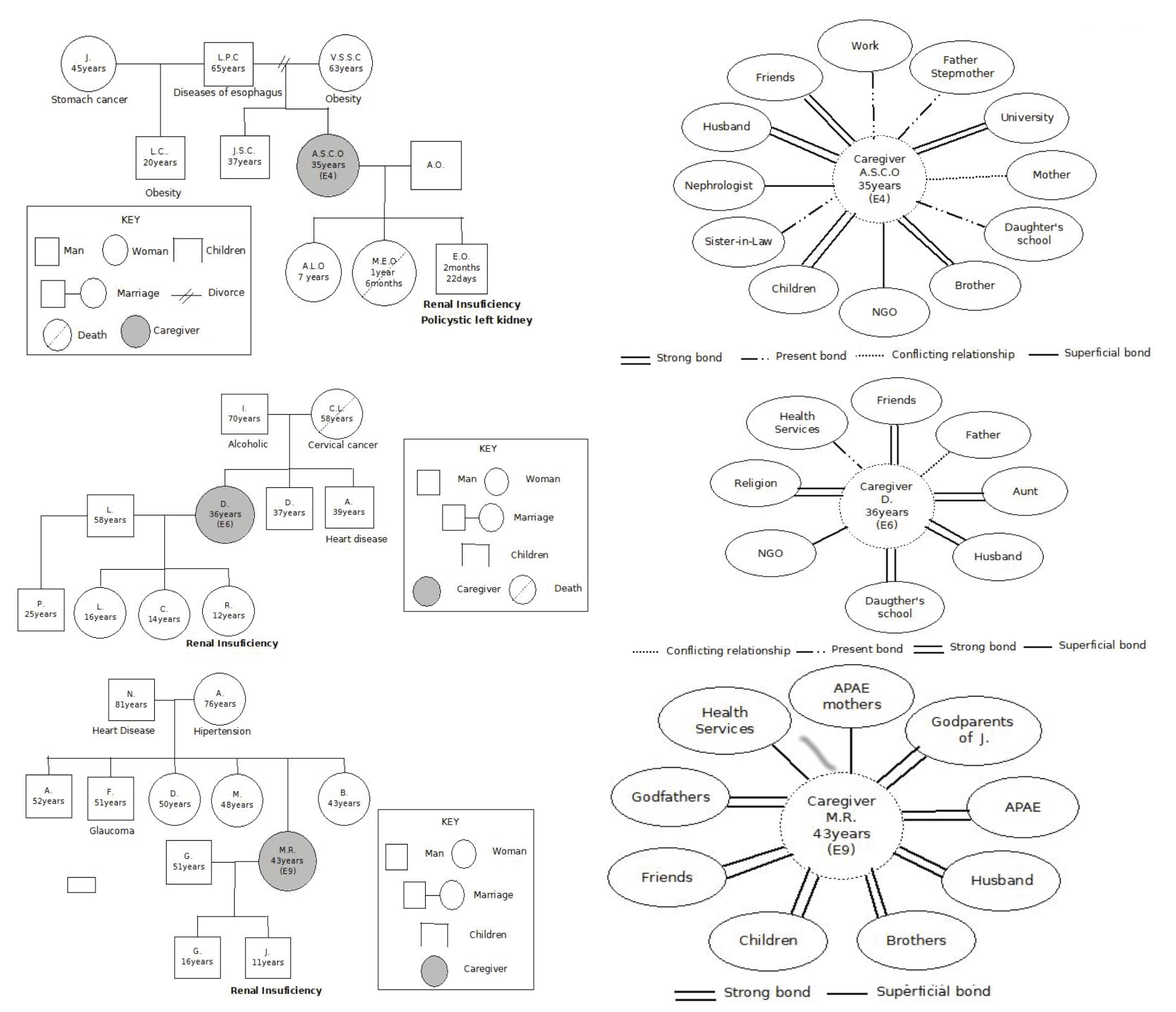 Genograms and ecomapas of mothers of children in renal conservative
treatment, 2015.