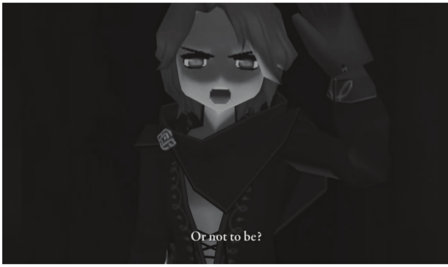 (B) a segunda parte,
em que o personagem coloca a dúvida – Or not to be?