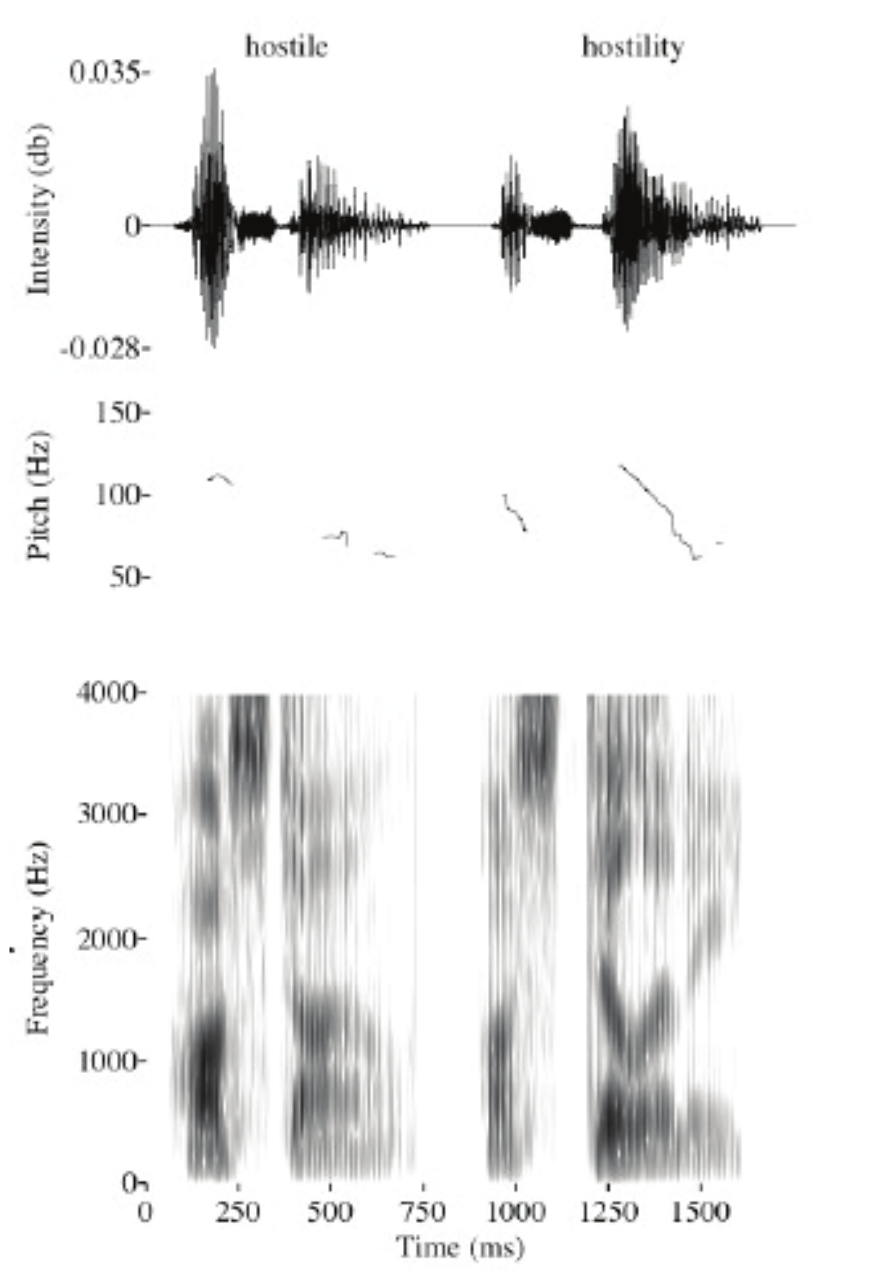 The waveform,
spectrogram, and pitch contour of sound (Roach, 2009).