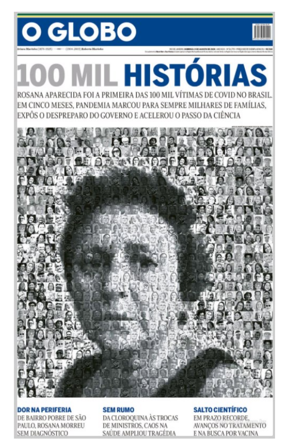 Capa d&rsquo; O Globo de 21 de agosto de 2020[6].