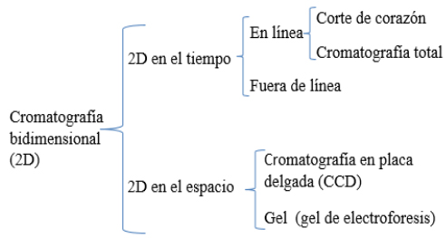 Clasificaci&oacute;n de la cromatrograf&iacute;a bidimensional