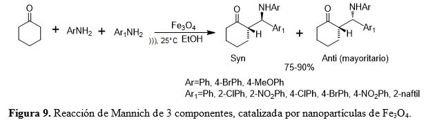 Reacción de Mannich de 3 componentes, catalizada por nanopartículas de Fe3O4