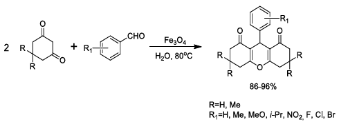 Síntesis de 1,8-dioxo-octahidroxanteno catalizada por nanopartículas de Fe3O4.