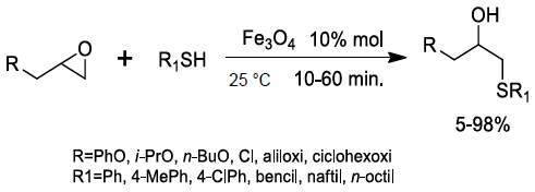 Reacción de apertura de epóxidos, catalizada por nanopartículas de Fe3O4