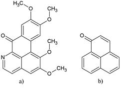 Estructura molecular de (a)
oxoglaucina y (b) fenalenona
