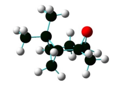 Figura 5. Estructura optimizada del
&oacute;xido de α-pineno usando B3YLP/6-31G.