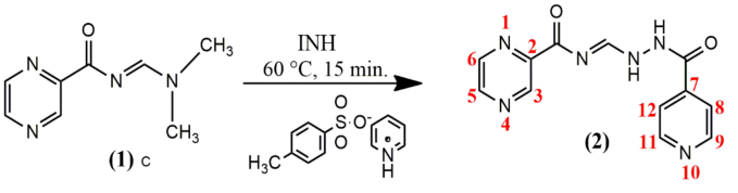 Synthesis reaction of compound 2.