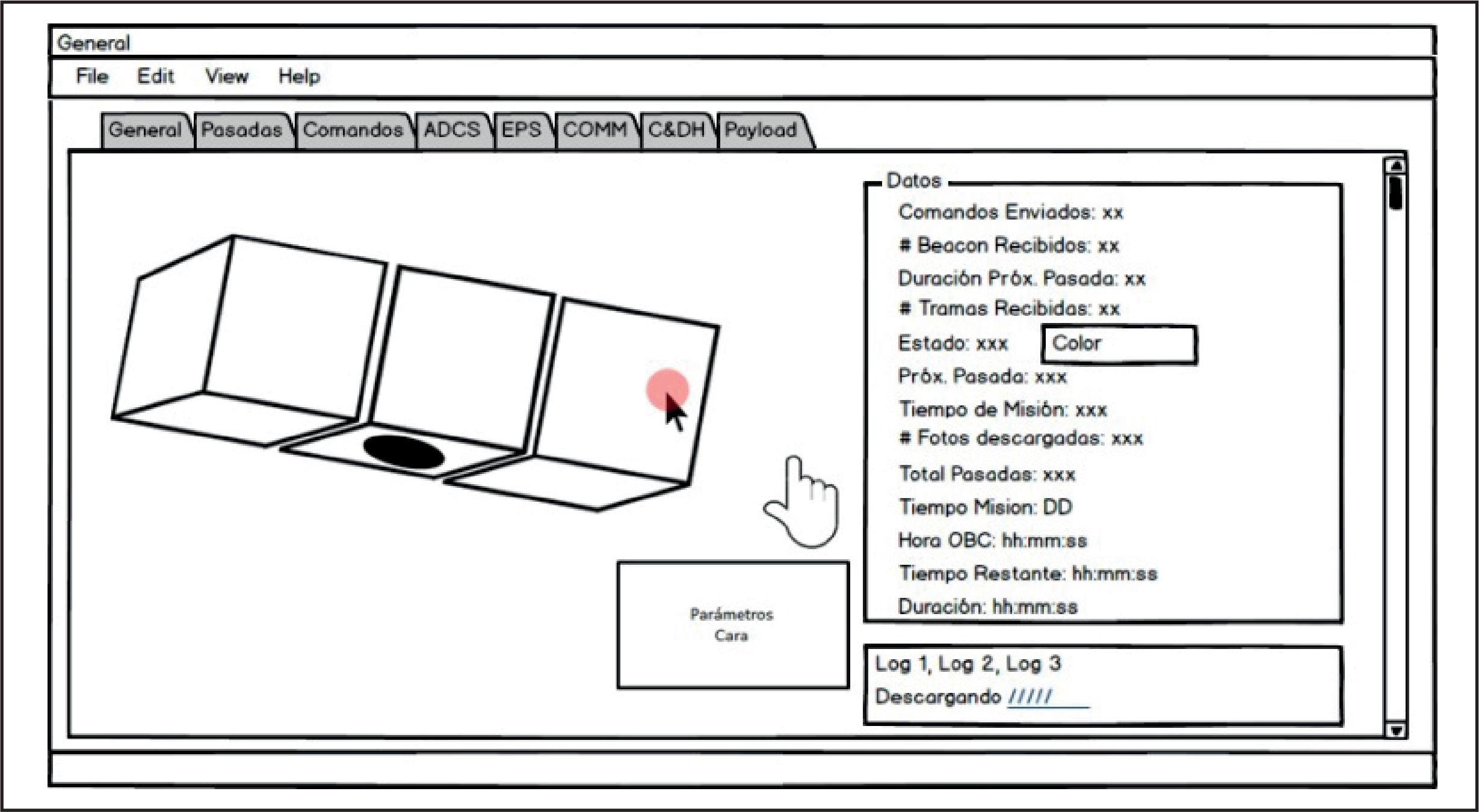 GUI design for the GSCM&C main window.