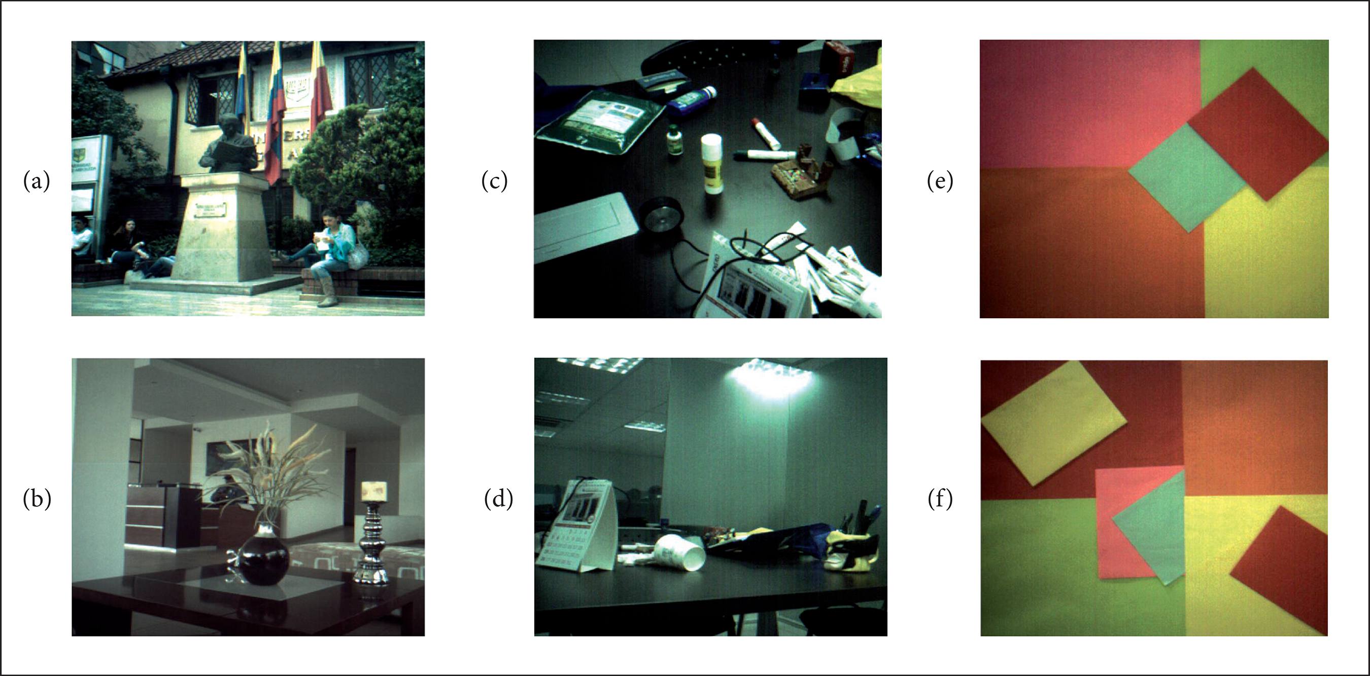 Located image. (a) and (b) at first group; (c) and (d) at second group; (e) and (f) at third group.
