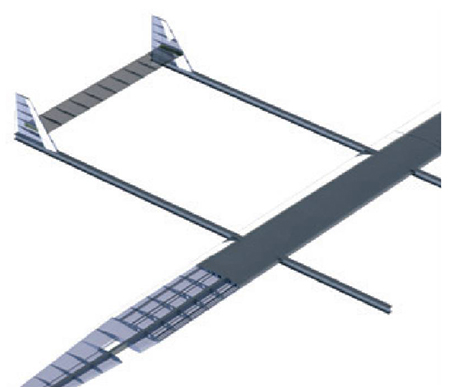 Distribution of ribs and stringers on the wing and empennage.