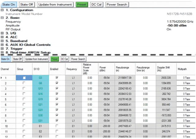 Programming pages of the N7609B software.