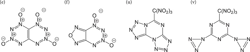 Structural formulas of C-N-O organic oxidizers used in composite
								propellants.