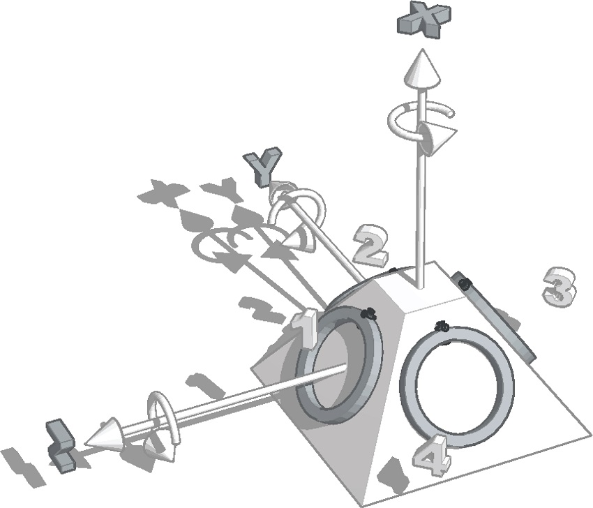 Fluid rings in pyramidal configuration of satellite.