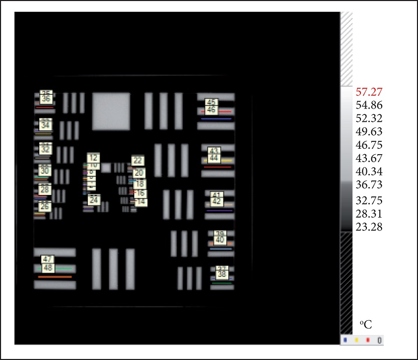 Data collect for the aluminum mask at room temperature and the
								blackbody at 40 &deg;C.