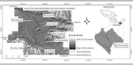 Localizaci&oacute;n del &aacute;rea urbana de la ciudad de San Crist&oacute;bal de Las Casas