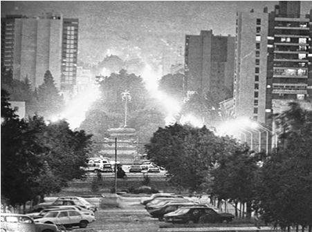 Panorámica del centro de la ciudad de Neuquén hacia comienzos de la década de 1980
