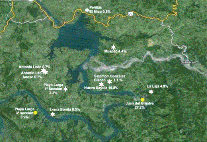 Localidades contempladas en la reubicación de NJG