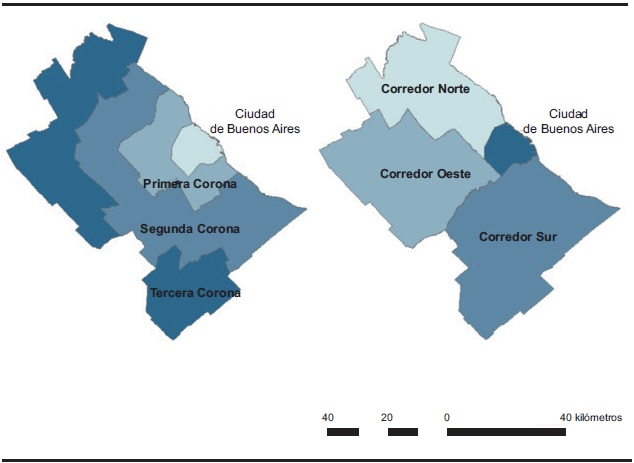 Región Metropolitana de Buenos Aires: coronas y corredores geográficos