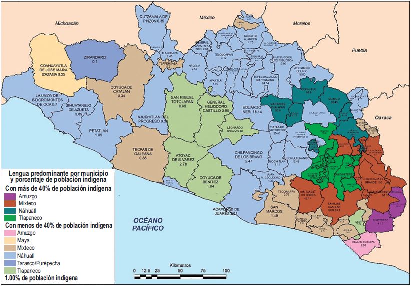 Lengua indígena predominante en los municipios de Guerrero 