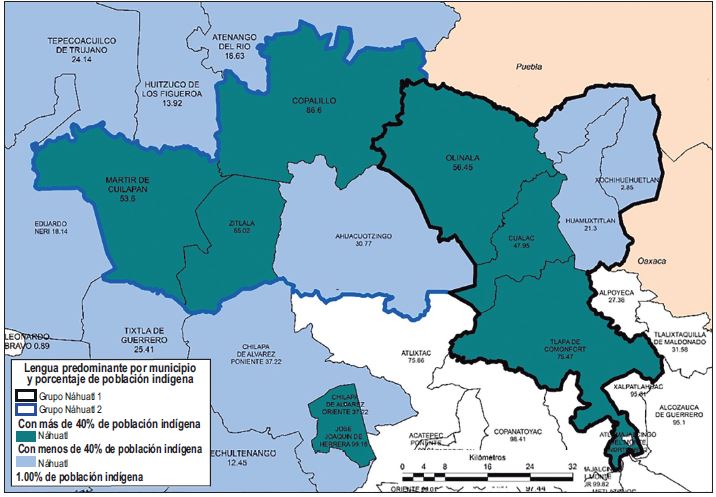 Municipios con más del 40% de población indígena. Lengua náhuatl 