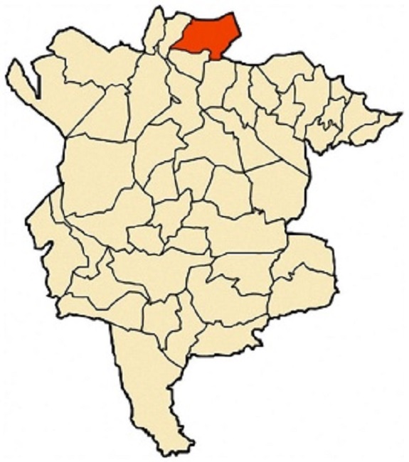 Ubicaci&oacute;n del municipio de Hamman Dhalaa en la provincia de M&rsquo;sila