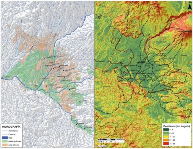 An&aacute;lisis hidrogr&aacute;fico y de pendiente de la ciudad