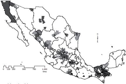Conglomerados de magnitud identificados por superposición de capasa