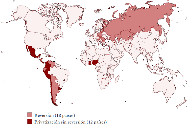 Pa&iacute;ses que privatizaron las pensiones obligatorias de la seguridad social y que revirtieron la privatizaci&oacute;n, 1981-2018