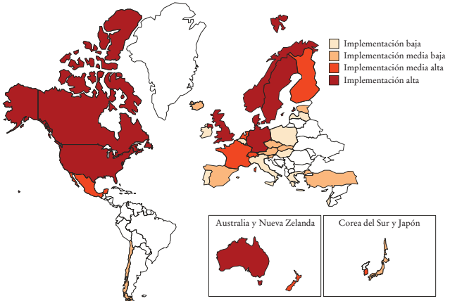 Clasificaci&oacute;n de los pa&iacute;ses de la OCDE seg&uacute;n el IGAP
