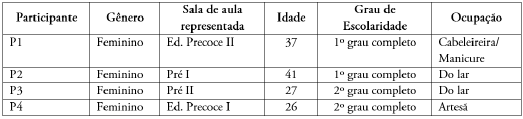 Caracterização das participantes do grupo focal em sua constituição inicial.