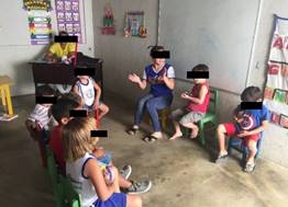 Gustavo durante rotina inicial (4ª sessão de intervenção)