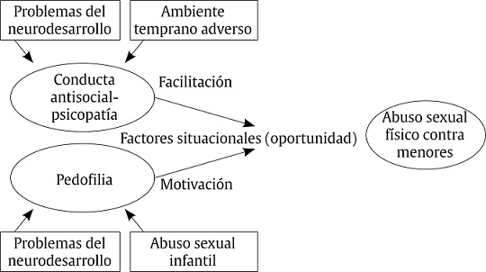 Modelo de motivaci&oacute;n-facilitaci&oacute;n, adaptado de Seto (2017).