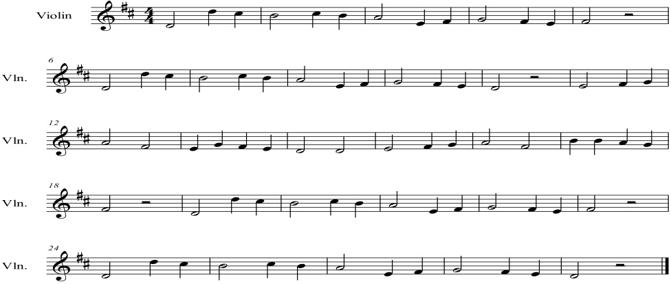 Partitura
de la nana “Canción de Cuna”