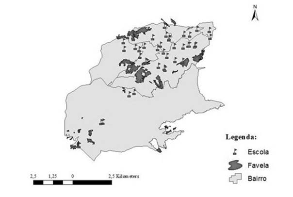 Localização das Escolas Municipais na Grande Tijuca