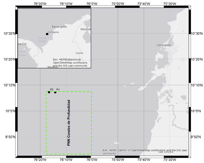 &Aacute;rea de estudio mostrando los sitios donde se encontr&oacute; Pronoctiluca spinifera.