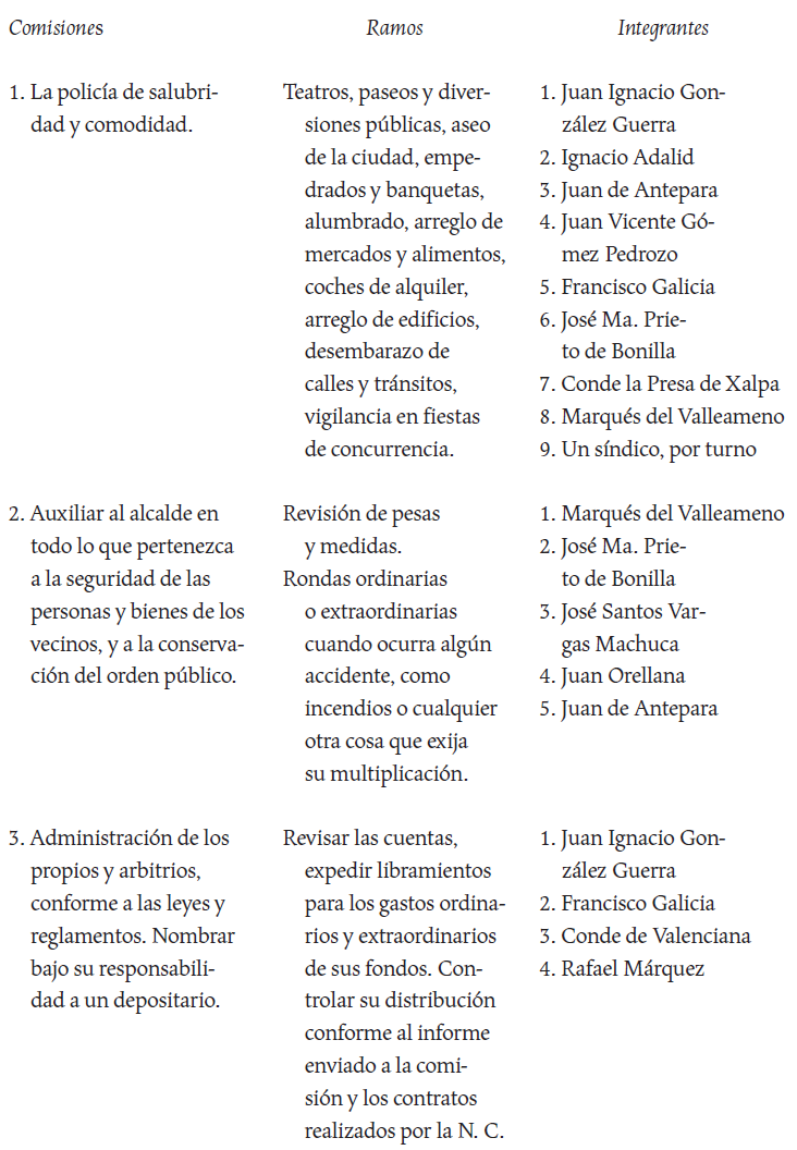 Plan de comisiones del Ayuntamiento de la ciudad de M&eacute;xico conforme al art&iacute;culo 321 de la Constituci&oacute;n de 1812