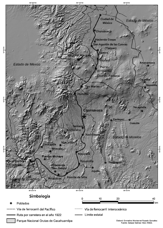 Ubicaci&oacute;n del hoy Parque Nacional Grutas de Cacahuamilpa
