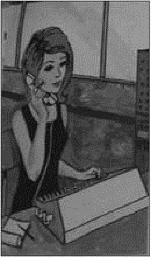 Dibujo de una telefonista. Fuente: Hoteler&iacute;a y Turismo (1970).