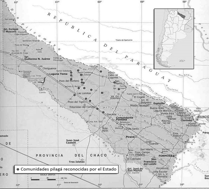 Ubicación de las Comunidades Pilagá. Provincia de Formosa. Argentina