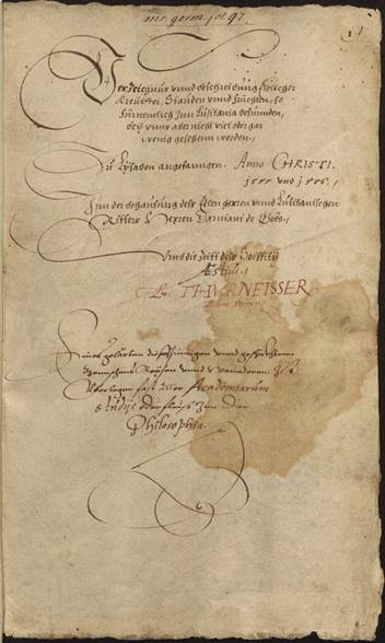 P&aacute;gina de rosto da &ldquo;Hist&oacute;ria
Natural de Portugal&rdquo;. Cortesia: Staatsbibliothek
zu Berlin, Ms. Germ. fol. 97, fol. 1r