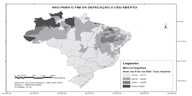 Ano para o fim da defecação a
céu aberto desagregado por microrregiões