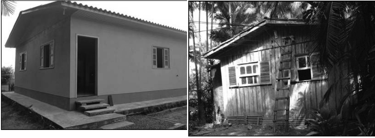 Casa nova (esq.) e a antiga (dir.), Localidade Rodeio de Areia, Turvo