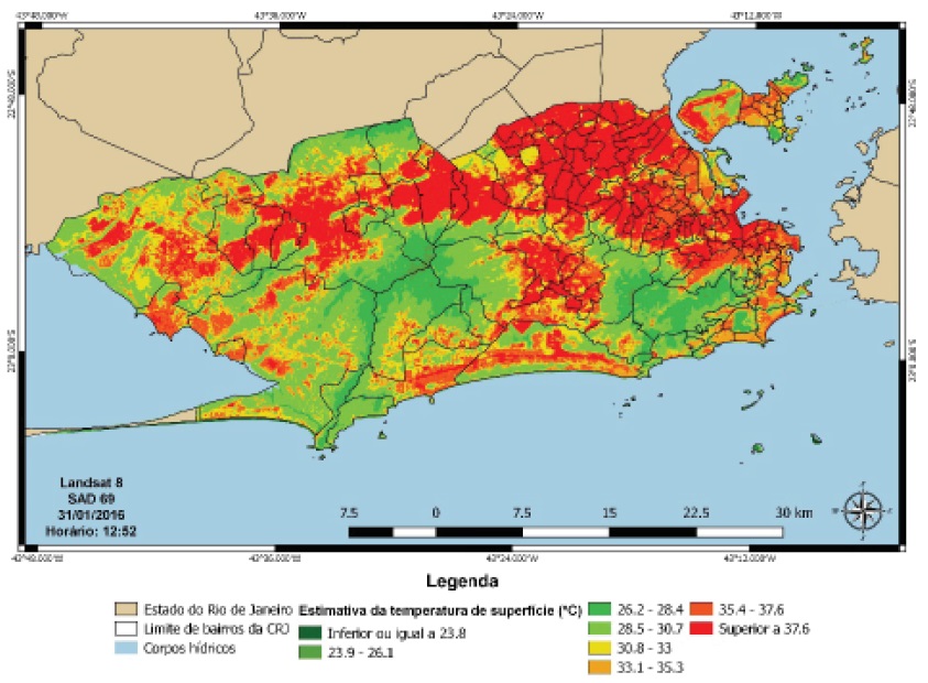 Uso e
cobertura da terra na cidade do Rio de Janeiro/RJ em 2016