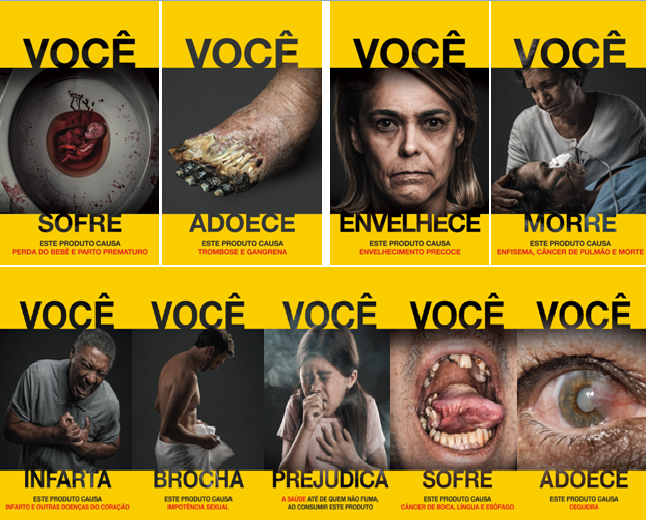 Imagens antitabagismo usadas nas embalagens de cigarro a partir de 2018