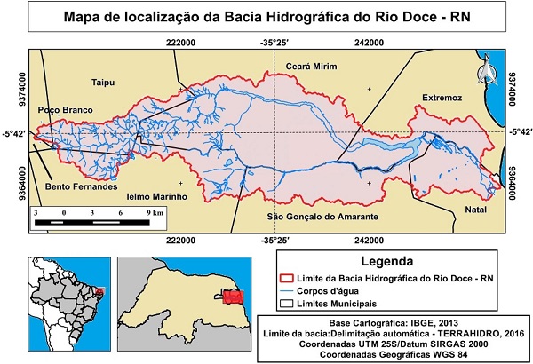 Mapa de localização da Bacia Hidrográfica do Rio Doce - RN