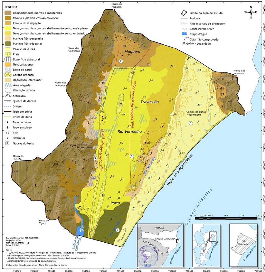 Mapa Geomorfol&oacute;gico do Rio Vermelho - Florian&oacute;polis/SC
