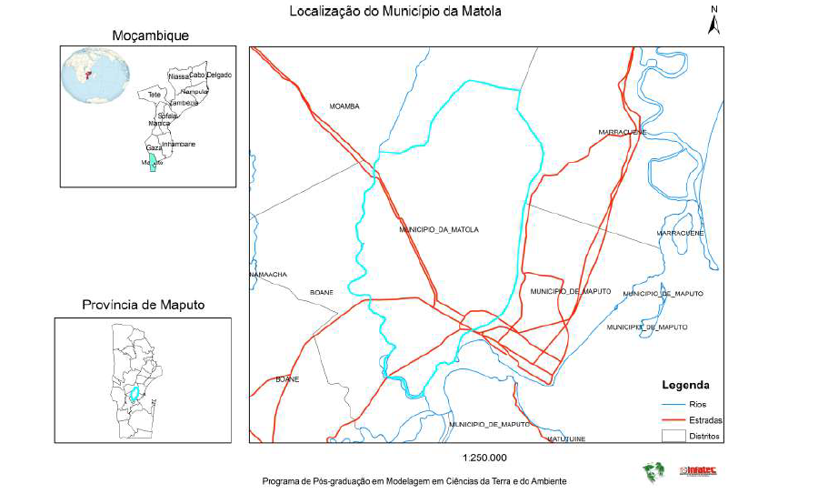 Enquadramento geogr&aacute;fico
do Munic&iacute;pio da Matola